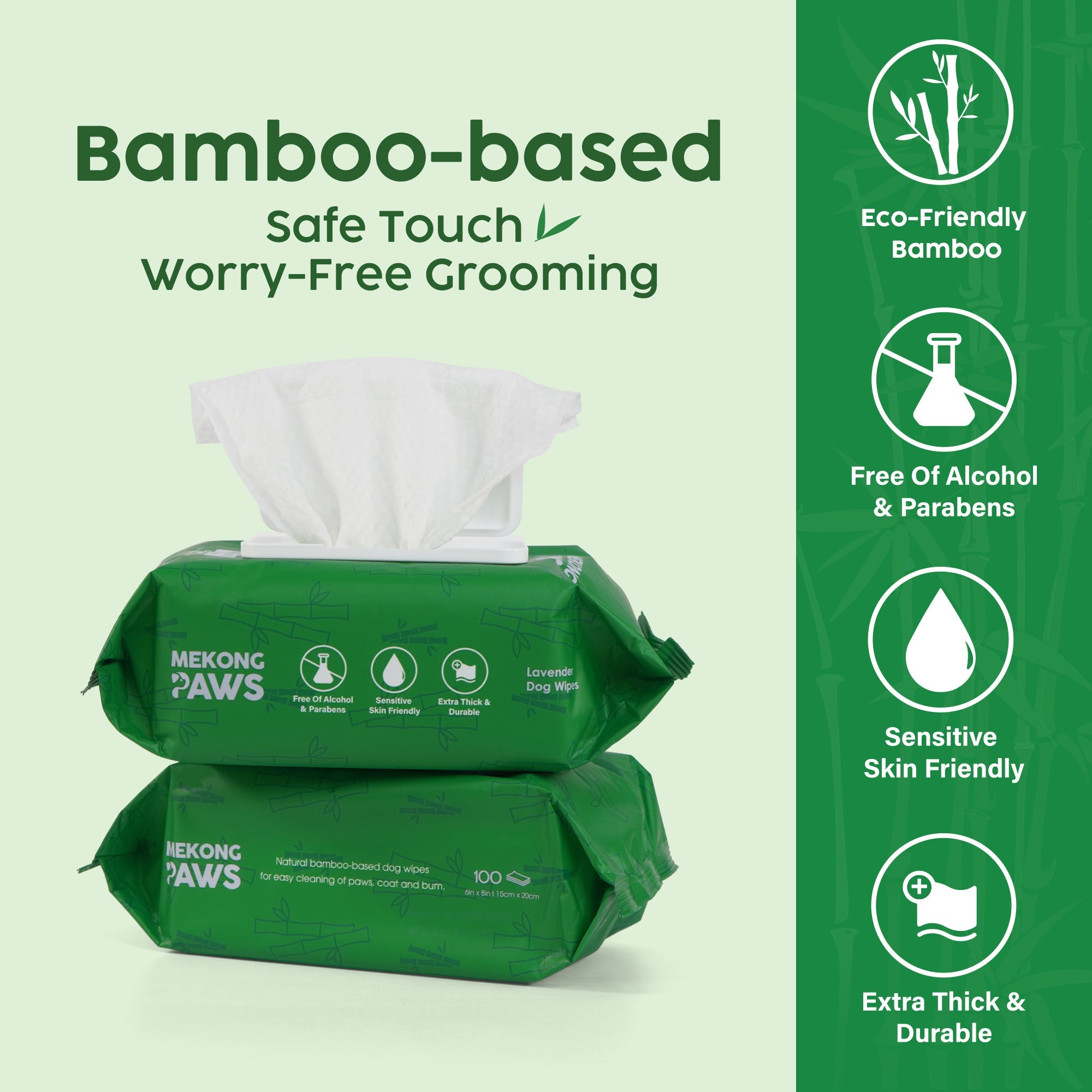 Mekong Paws Bamboo Dog Grooming Wipes