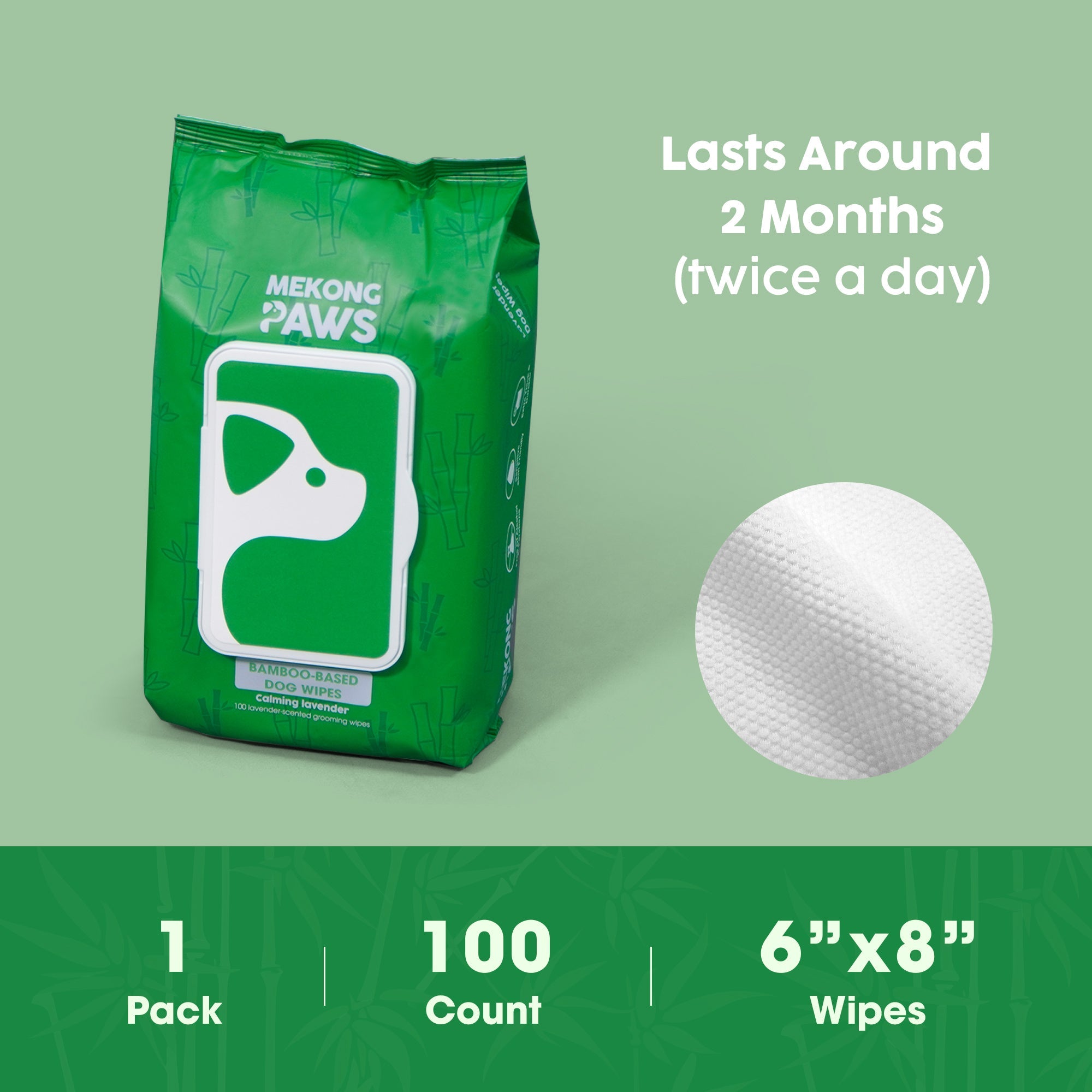 Mekong Paws Bamboo Dog Grooming Wipes